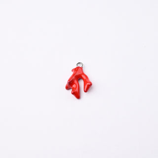 Ciondolo Petite in Ottone Argento Corallo Rosso 15mm