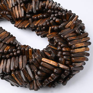 Perle in Corno Naturale Bastoncini Marrone Scuro 18x4mm