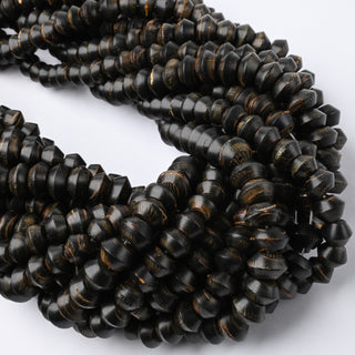 Perle in Corno Naturale Rondelle Marrone Scuro 11x6mm