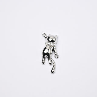 Connettore Petite in Ottone Gattina Argento con Collarino in Perle 23mm