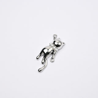 Connettore Petite in Ottone Gattina Argento con Collarino in Perle 23mm