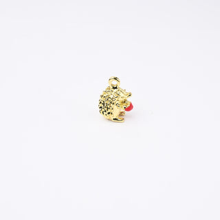 Ciondolo Petite in Ottone Riccio Oro con Pallina Rossa 10mm