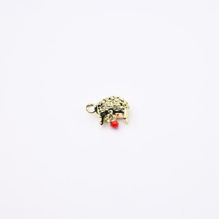 Ciondolo Petite in Ottone Riccio Oro con Pallina Rossa 10mm