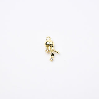 Ciondolo Petite in Ottone Medusa Oro con Strass e Perlina 10mm