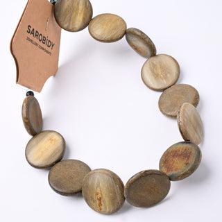 Perle in Corno Naturale Tonde Piate Marrone Chiaro 23x4mm