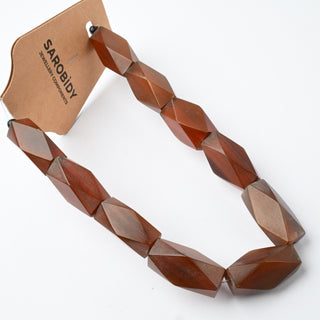 Perle in Corno Naturale Ovali Sfaccettate Marrone Ambrato 24x6mm