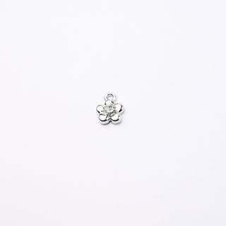Ciondolo Petite in Ottone Fiore Argento con Strass 9mm