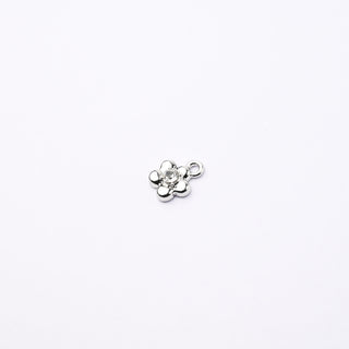 Ciondolo Petite in Ottone Fiore Argento con Strass 9mm