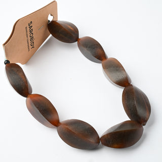 Perle in Corno Naturale Ovali Ritorte Marrone Ambrato 32x14mm