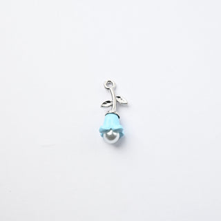 Ciondolo Petite in Ottone Fiore Azzurro con Perla 22mm