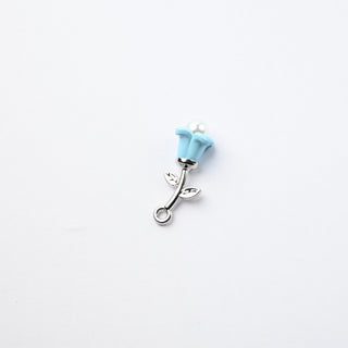 Ciondolo Petite in Ottone Fiore Azzurro con Perla 22mm