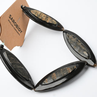 Perle in Corno Naturale Navetta Nero 60x20x10mm