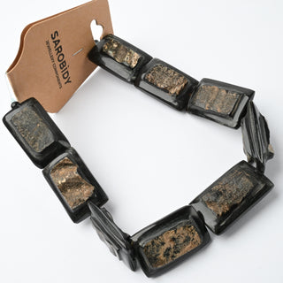 Perle in Corno Naturale Rettangolari Nero 30x19x11mm