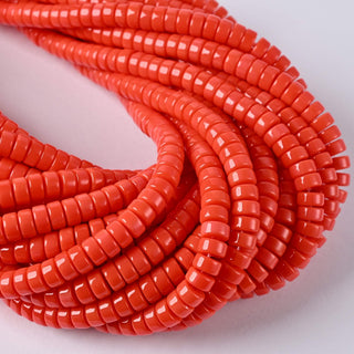 Perle in Pasta di Vetro Rondella Arancione 6x3mm