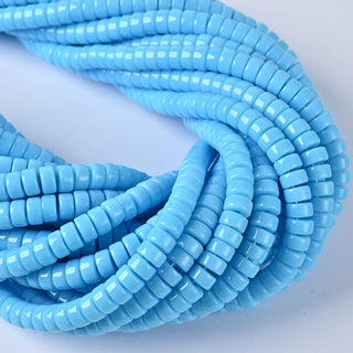 Perle in Pasta di Vetro Rondella Celeste 6x3mm