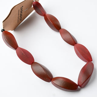 Perle in Corno Naturale Ovali Ritorte Rosso 27x11mm