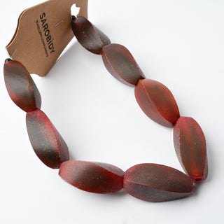 Perle in Corno Naturale Ovali Ritorte Rosso 32x14mm