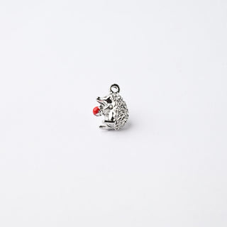 Ciondolo Petite in Ottone Riccio Argento con Pallina Rossa 10mm