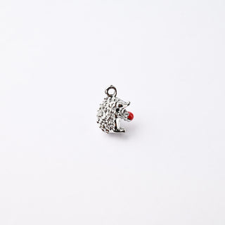 Ciondolo Petite in Ottone Riccio Argento con Pallina Rossa 10mm