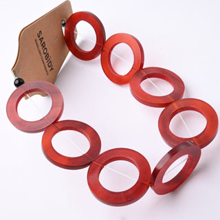 Perle in Corno Naturale Anelli Rosso 30mm