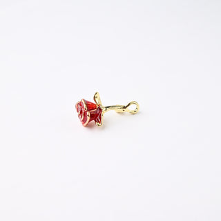 Ciondolo Petite in Ottone Rosa Rossa con Gambo 20mm