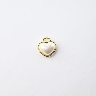 Ciondolo Petite in Ottone Cuore con Perla in Cornice in Oro 10mm