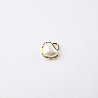 Ciondolo Petite in Ottone Cuore con Perla in Cornice in Oro 10mm