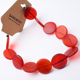 Perle in Corno Naturale Tonde Piate Rosse 20x4mm