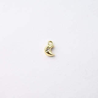 Ciondolo Petite in Ottone Mezza Luna con Strass Oro 8mm