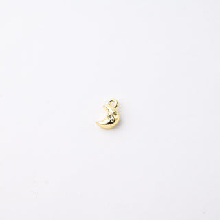 Ciondolo Petite in Ottone Mezza Luna con Strass Oro 8mm