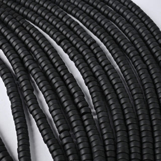 Perle in Pasta di Vetro Rondella Nero Opaco 6x3mm