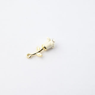 Ciondolo Petite in Ottone Fiore Bianco con Perla 22mm