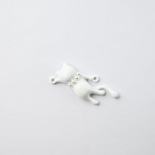 Connettore Petite in Ottone Gattina Bianca con Collarino in Perle 23mm