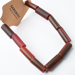 Perle in Corno Naturale Tubolari Rosso 25x11mm