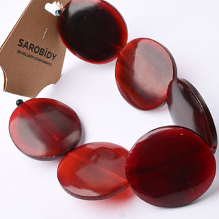 Perle in Corno Naturale Pastiglie Rosso 40mm