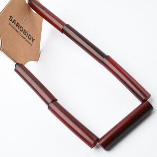 Perle in Corno Naturale Tubolari Rosso 40x8mm