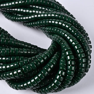Perle in Pasta di Vetro Rondella Verde Scuro 6x3mm