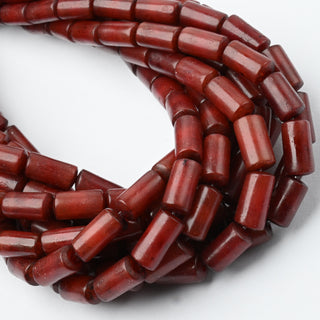 Perle in Corno Naturale Tubolari Rosso 10x6mm