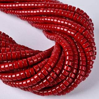 Perle in Pasta di Vetro Rondella Rosso 6x3mm