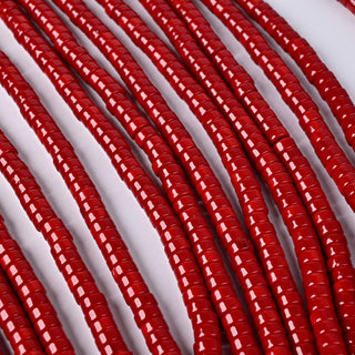 Perle in Pasta di Vetro Rondella Rosso 6x3mm