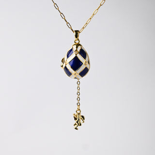 Medaglione Ovetto del Tesoro Bianco e Blu 19x14mm