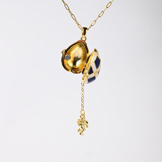 Medaglione Ovetto del Tesoro Bianco e Blu 19x14mm