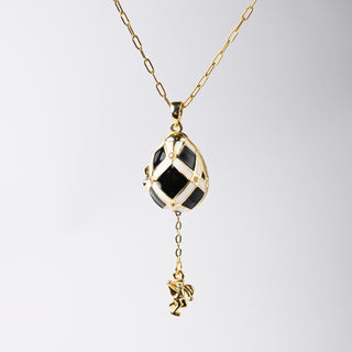 Medaglione Ovetto del Tesoro Bianco e Nero 19x14mm