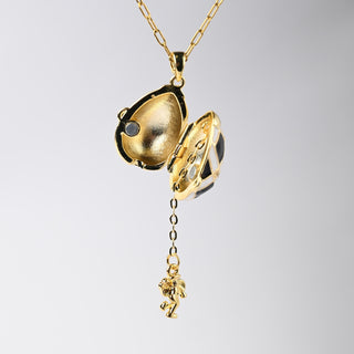 Medaglione Ovetto del Tesoro Bianco e Nero 19x14mm