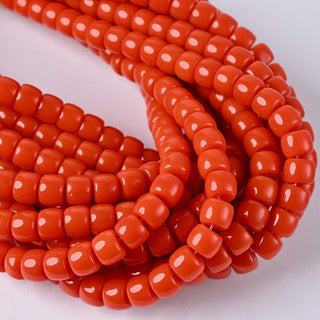 Perle in Pasta di Vetro Cilindro Arancione 8x6mm