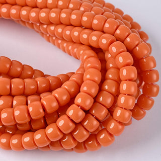 Perle in Pasta di Vetro Cilindro Arancione Pastello 8x6mm