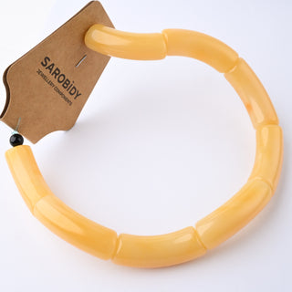 Perle in Resina Tubolari Curve Miele 35x11mm