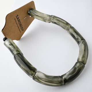 Perle in Resina Tubolari Curve Fumé Marmorizzato 35x11mm