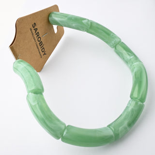 Perle in Resina Tubolari Curve Verde Marmorizzato 35x11mm