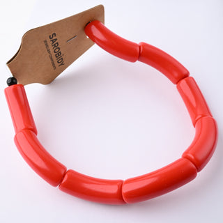 Perle in Resina Tubolari Curve Rosso Corallo 35x11mm